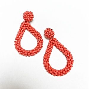 Beaded earrings pink orange salmon